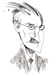 James Joyce - karikatuur van Ierse schrijver (1882-1941)
